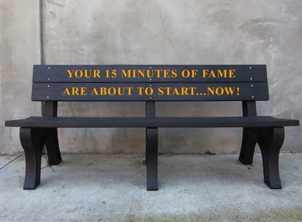 Your 15 minutes of fame are about to start ... now! (black and blue) by Danny First