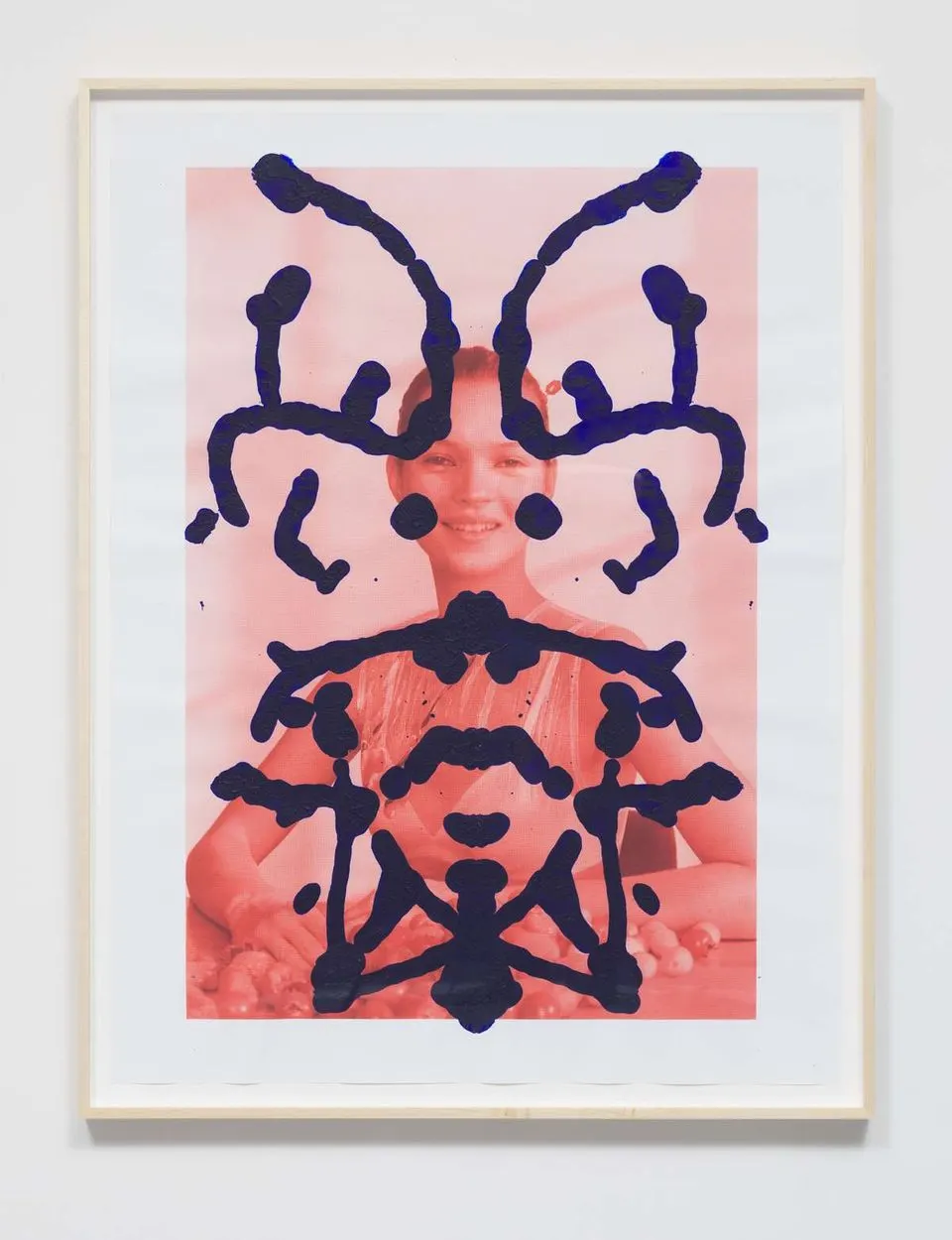 Kate Moss Rorschach Portrait-Blue on Red by Asher Penn
